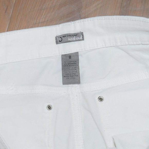 Women's 8 New Directions Weekend White Cropped Skinny Denim 22" Pants Jeans - Picture 6 of 8